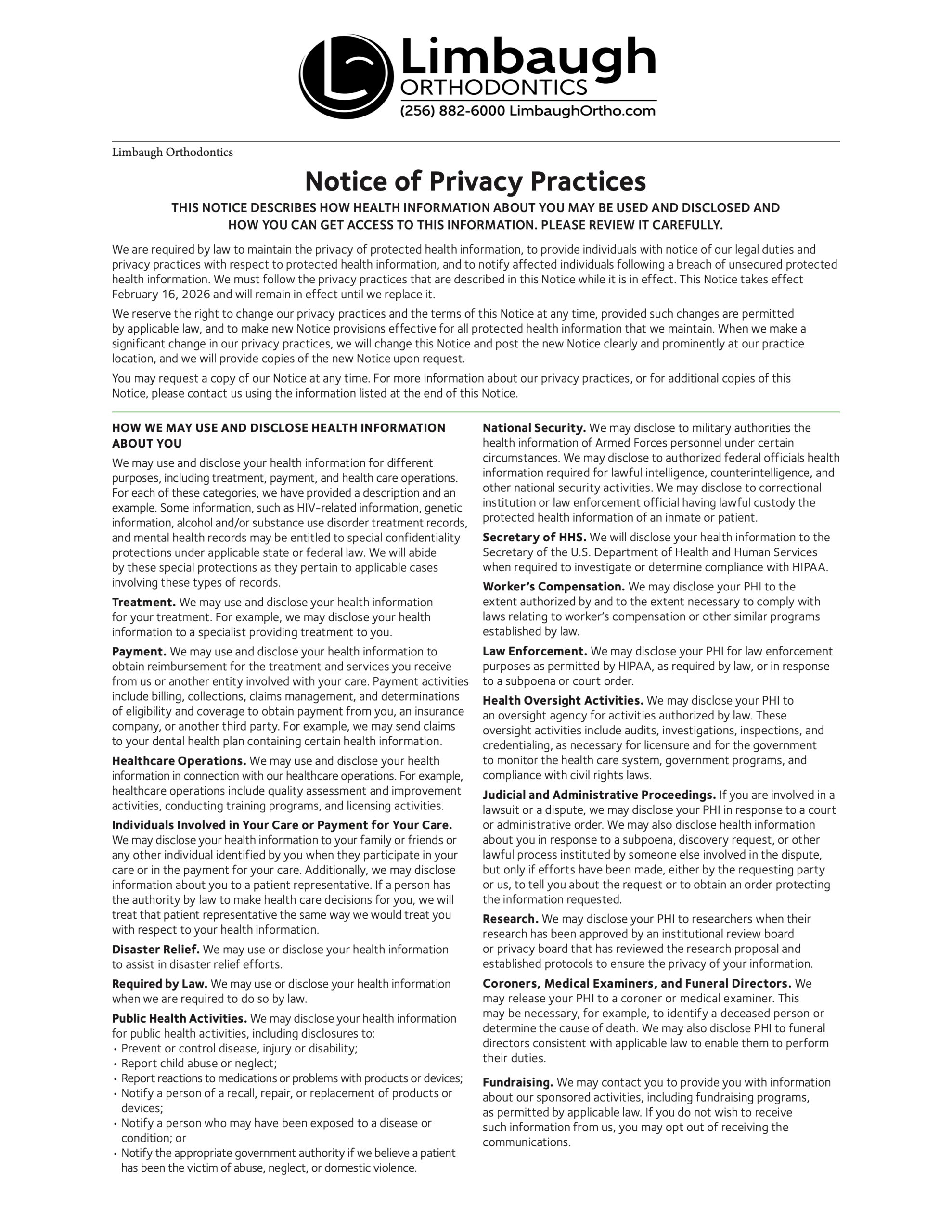 Privacy notice page 1