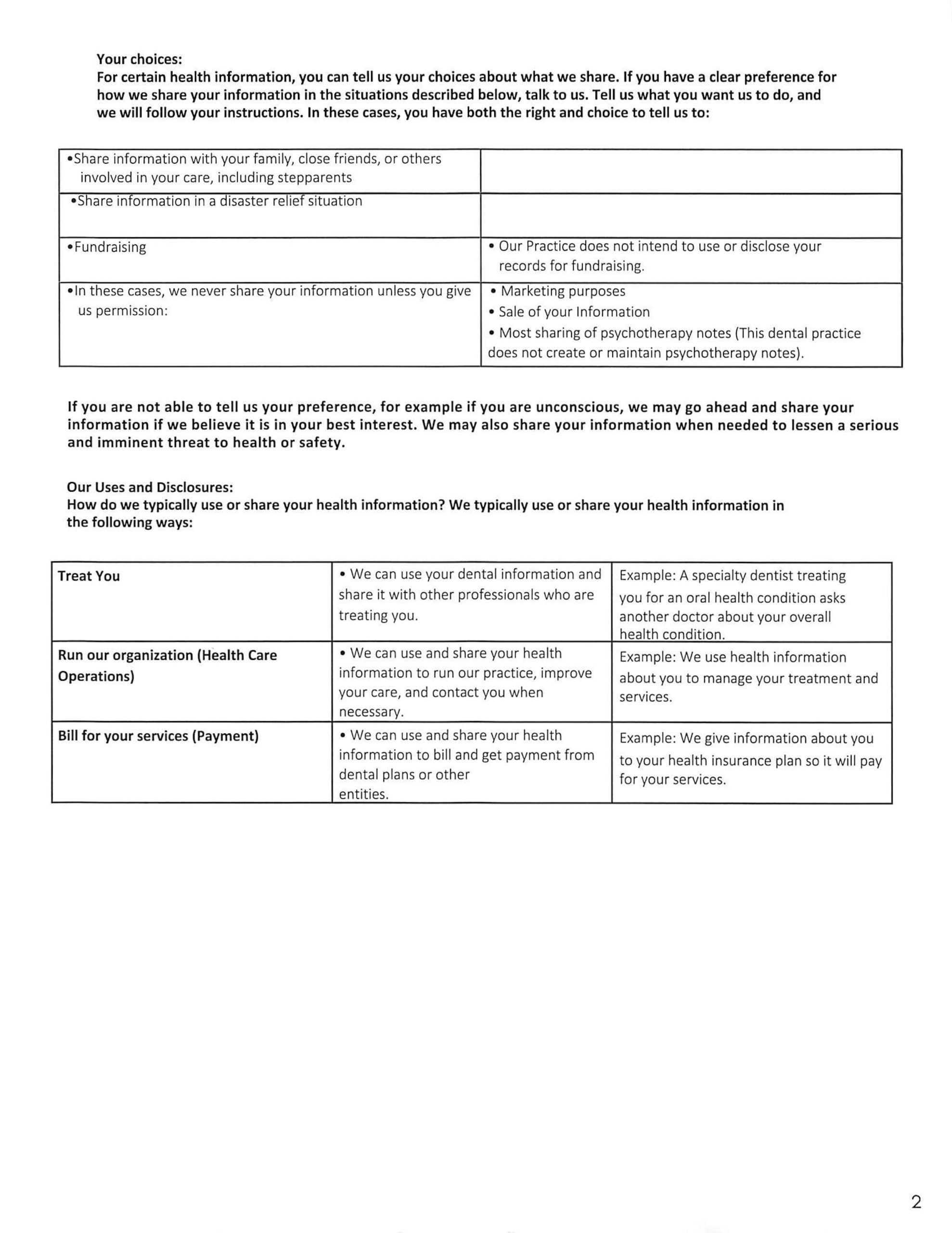 HIPAA notice page 2