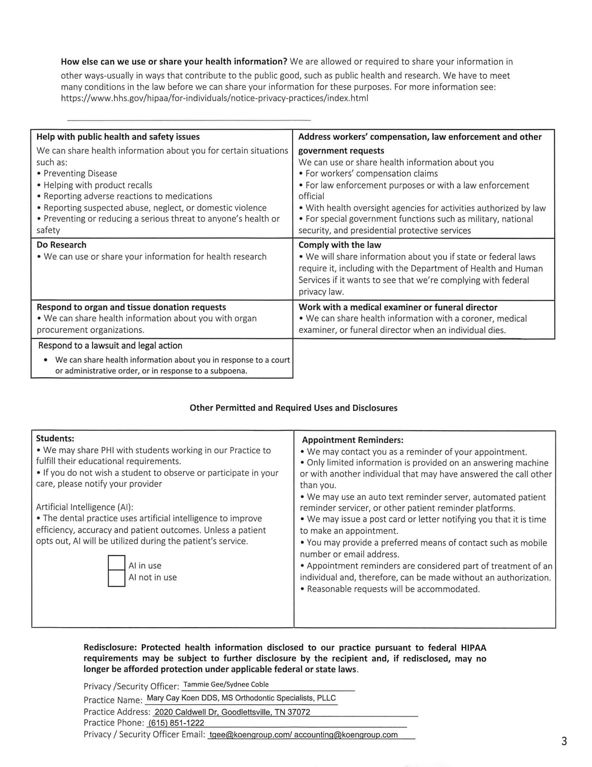 HIPAA notice page 3